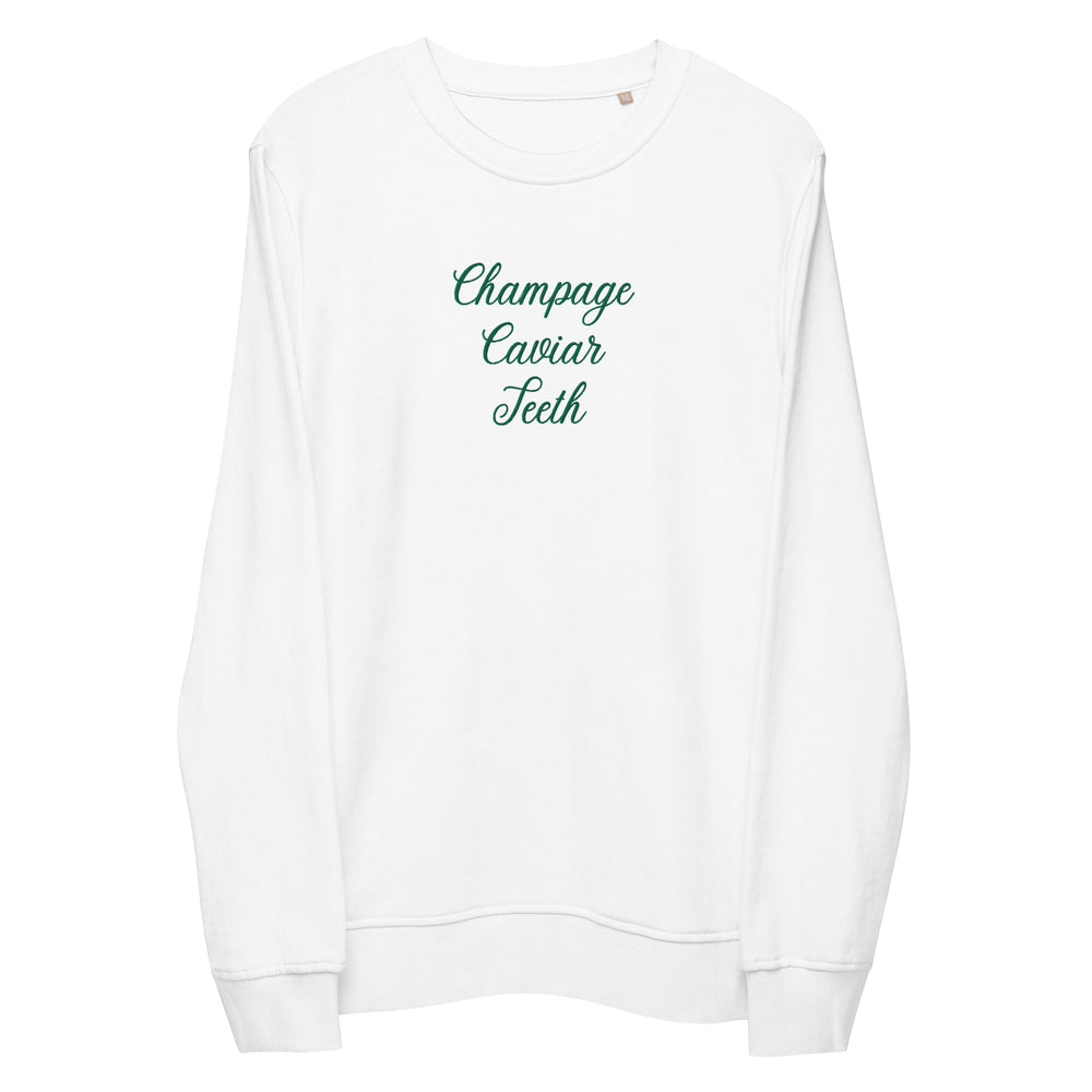 Champagne Caviare Teeth Embroidered Organic Sweatshirt