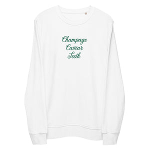 Champagne Caviare Teeth Embroidered Organic Sweatshirt