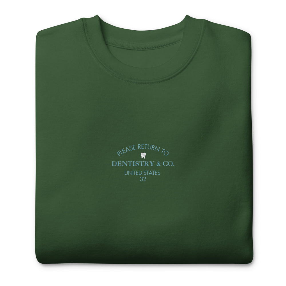 
            
                Load image into Gallery viewer, Please Return To Dentistry &amp;amp; Co. Embroidered Premium Sweatshirt
            
        