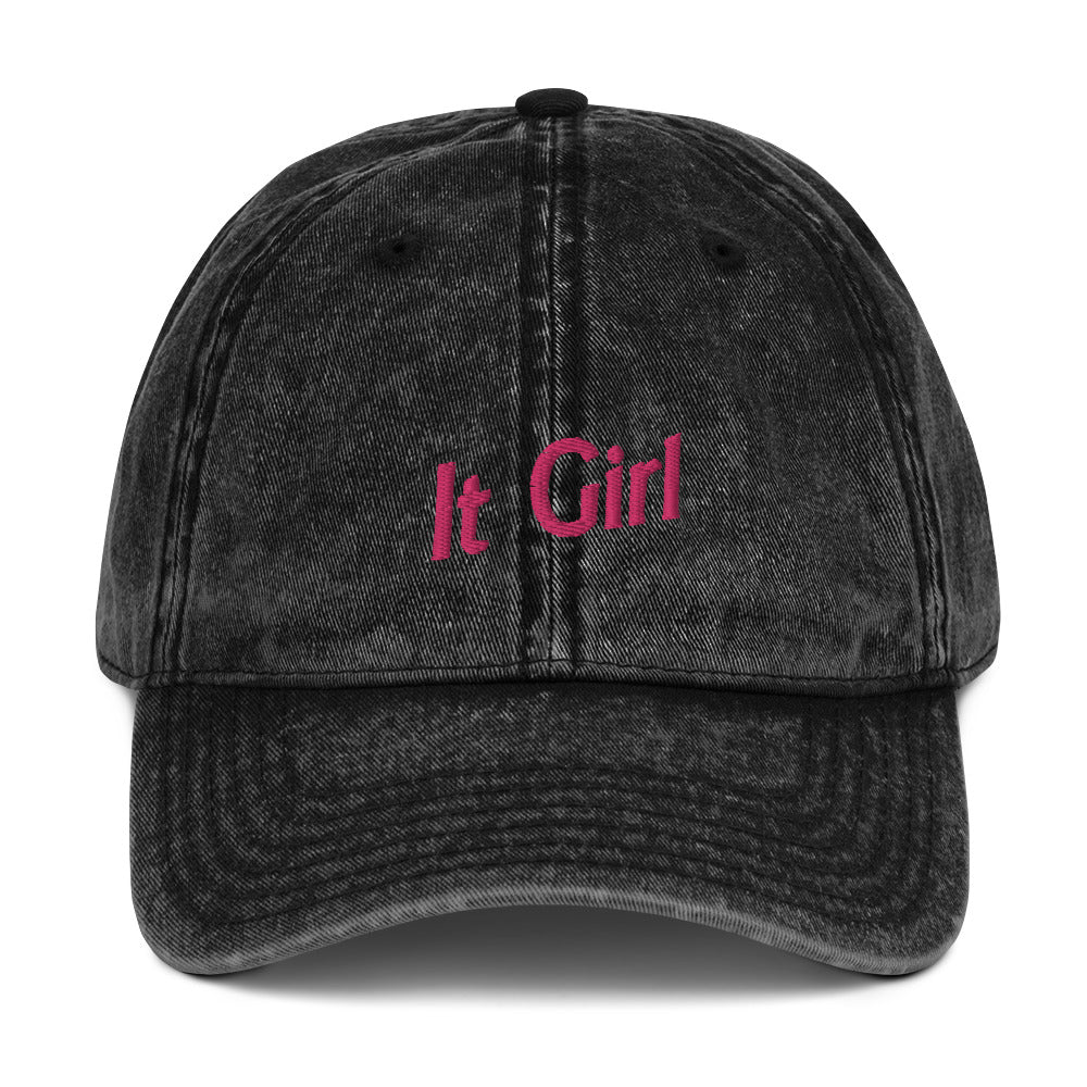It Girl Embroidered Vintage Cotton Twill Cap