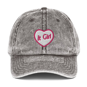 It Girl Heart  Embroidered Vintage Cotton Twill Cap