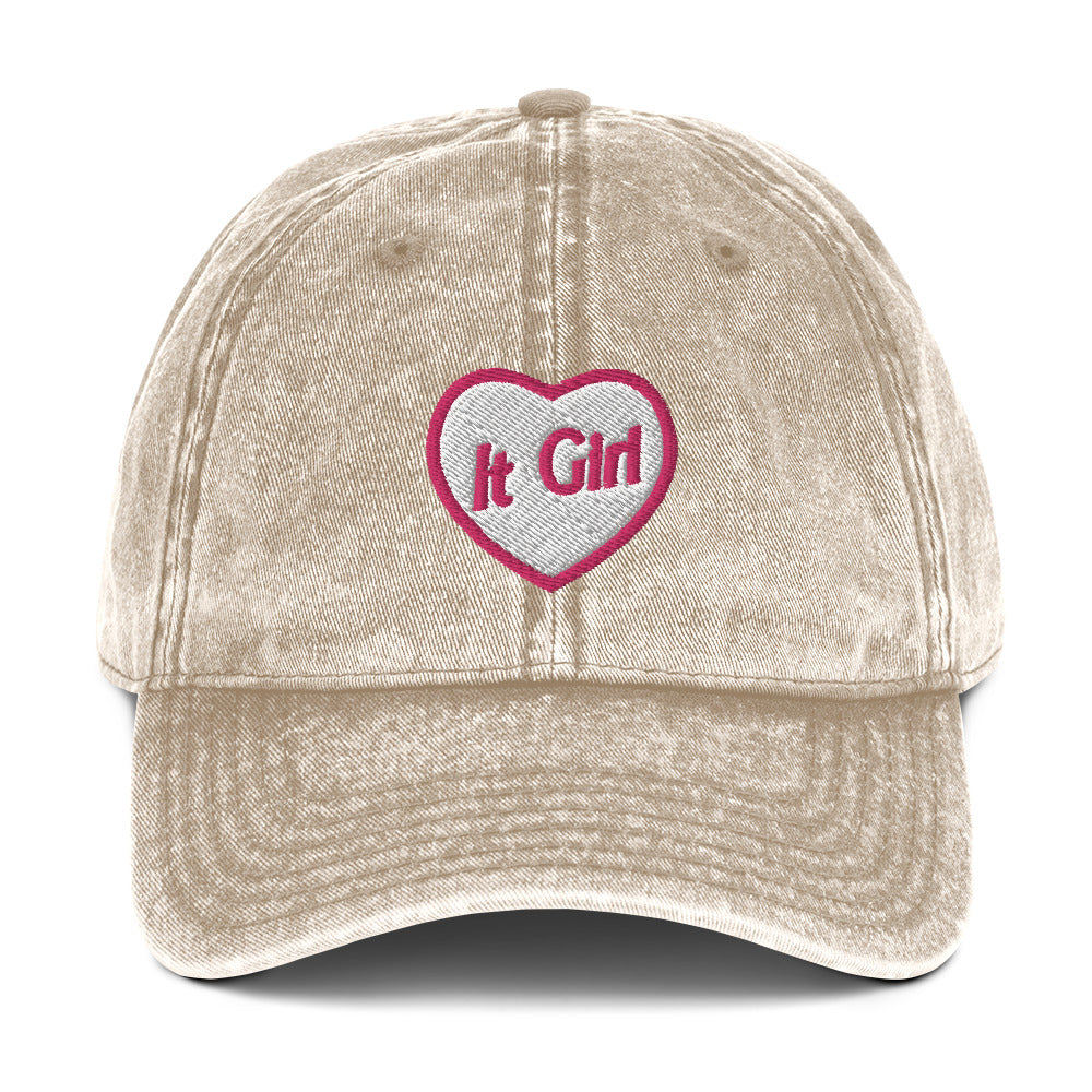 
            
                Load image into Gallery viewer, It Girl Heart  Embroidered Vintage Cotton Twill Cap
            
        