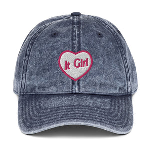 It Girl Heart  Embroidered Vintage Cotton Twill Cap
