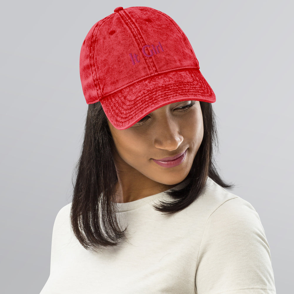 It Girl Embroidered Vintage Cotton Twill Cap