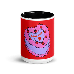I Love Teeth Heart Cake Mug with Color Inside