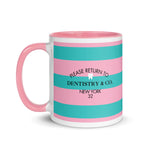 Please Return To Dentistry & Co. Striped Mug With Pink Color Inside