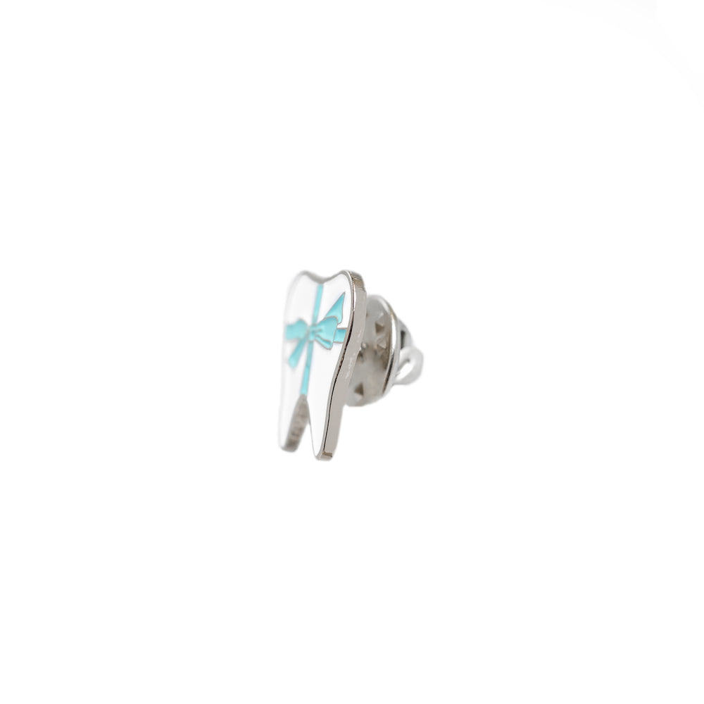 
            
                Load image into Gallery viewer, Specialty Tooth Pin - White Present with Turquoise Bow
            
        