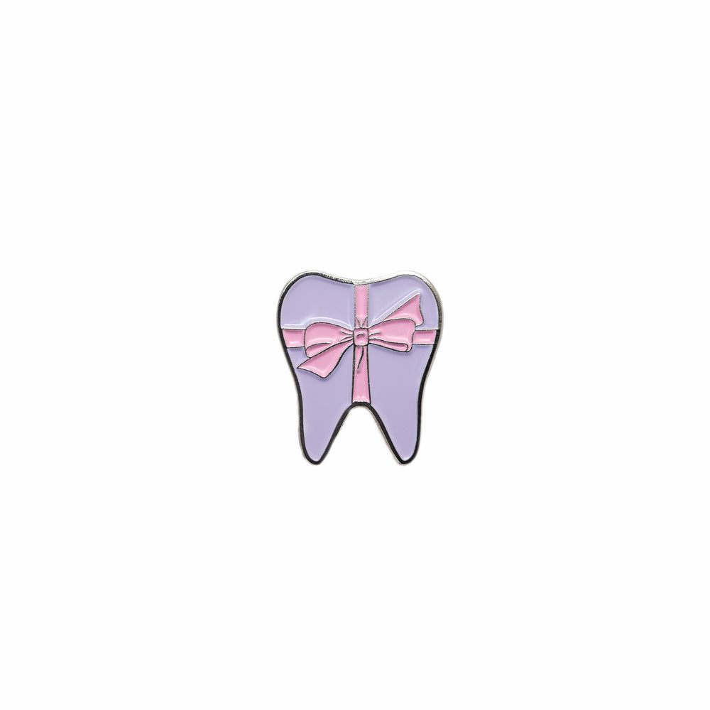 Specialty Tooth Pin - Purple Present with Pink Bow
