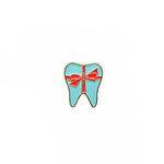 Specialty Tooth Pin - Turquoise Present with Red Bow