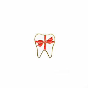 Specialty Tooth Pin - White Present with Red Bow