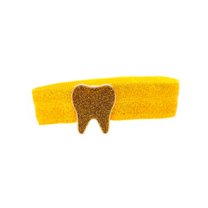 
            
                Load image into Gallery viewer, Hair Elastic - Gold Glitter Tooth on Gold
            
        