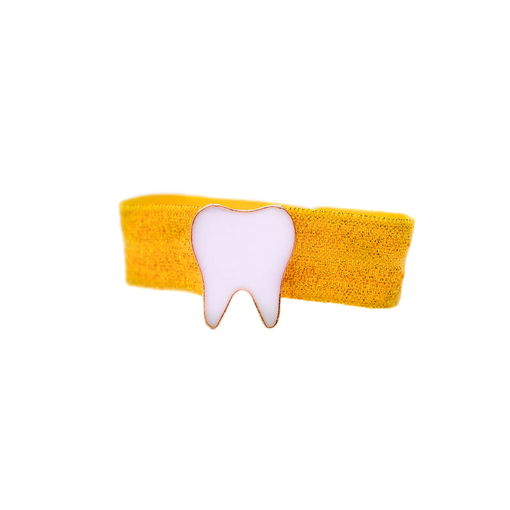 Hair Elastic - White Tooth on Gold