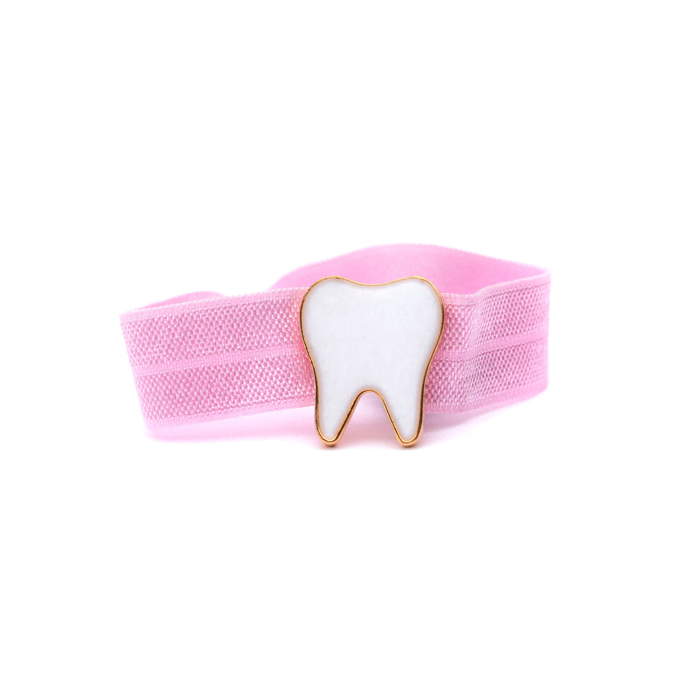 
            
                Load image into Gallery viewer, Hair Elastic - White Tooth on Pink
            
        