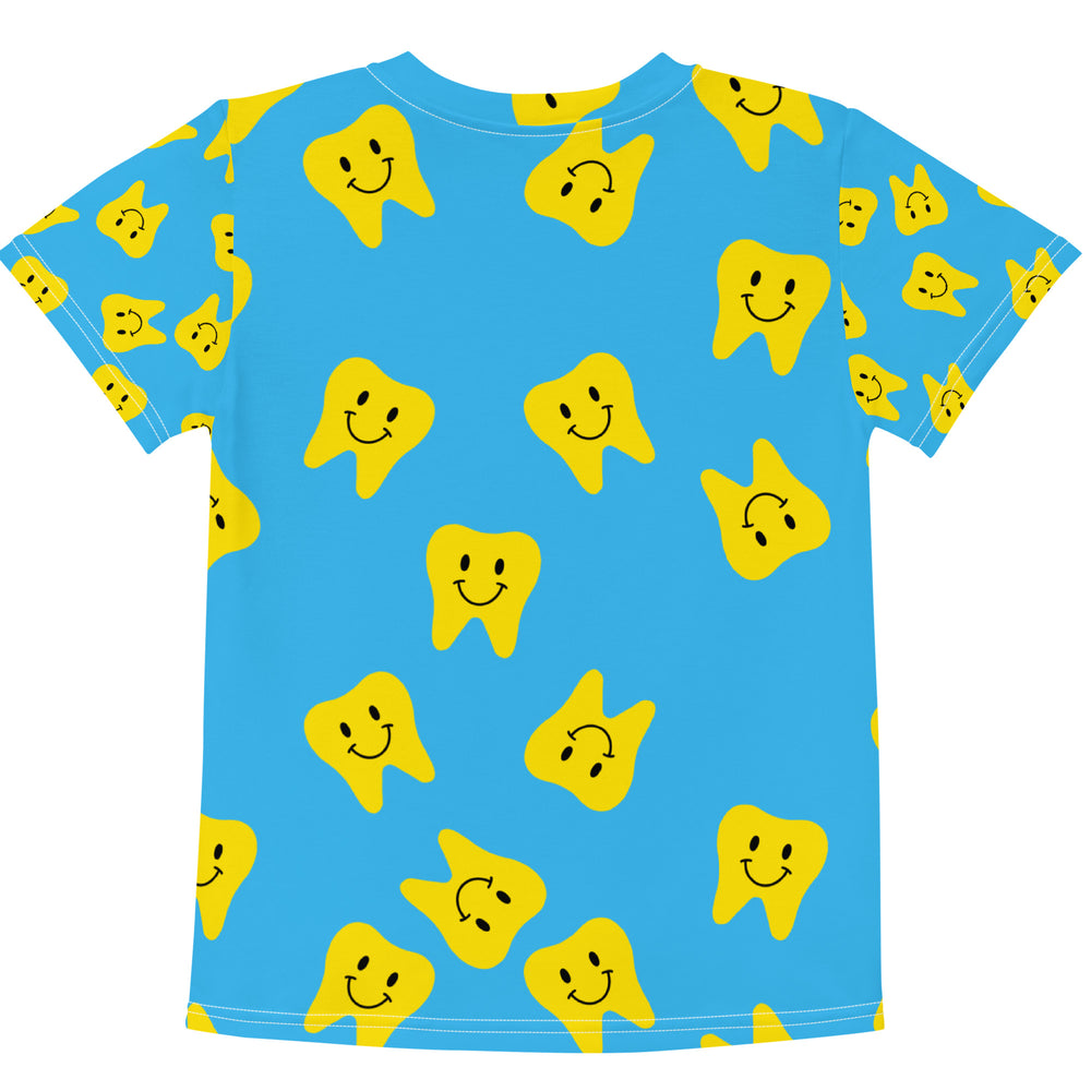 Yellow Happy Tooth Blue Kids Crew Blue T-shirt