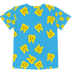Yellow Happy Tooth Blue Kids Crew Blue T-shirt
