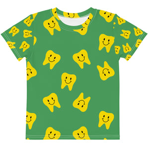 Yellow Happy Tooth Kids Crew Green T-shirt