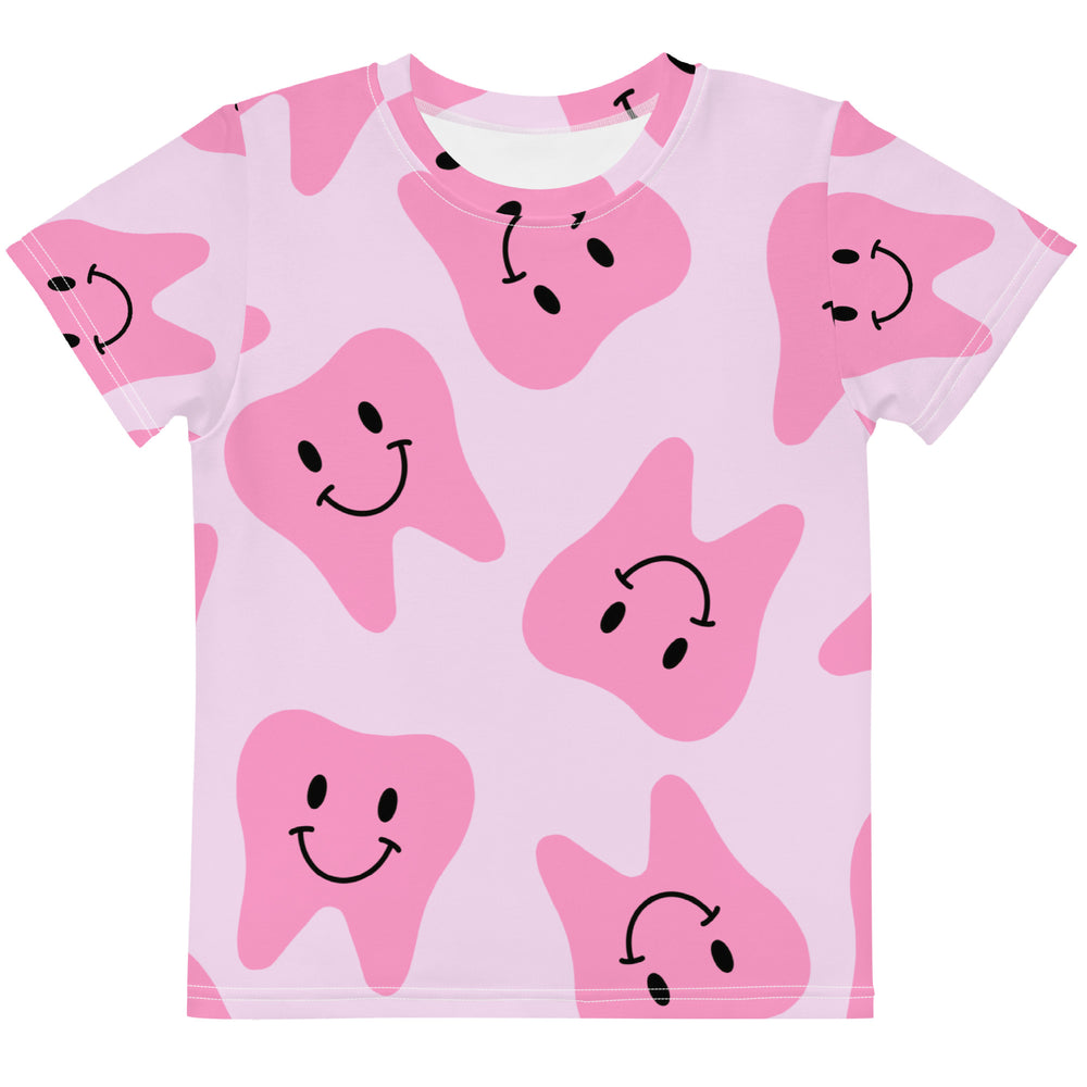 Pink Happy Tooth Kids Pink Crew T-shirt