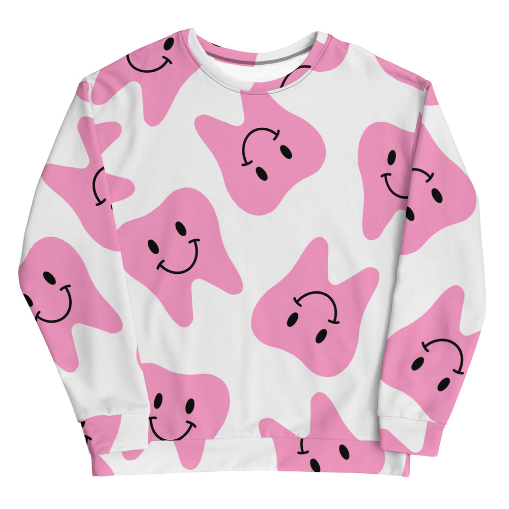 Pink Happy Tooth All-Over Unisex Sweatshirt