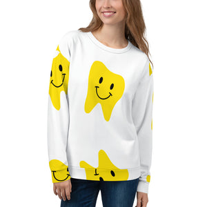 Yellow Happy Tooth All-Over Unisex Sweatshirt