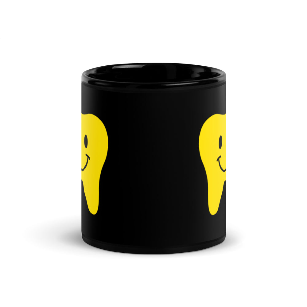 Yellow Happy Tooth Black  Mug