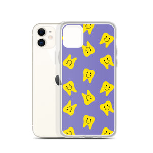 Yellow Happy Tooth with Purple Clear Case for iPhone®
