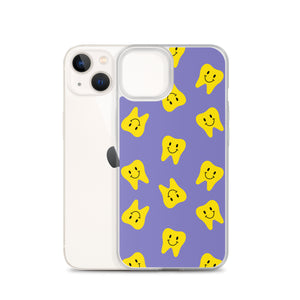 Yellow Happy Tooth with Purple Clear Case for iPhone®