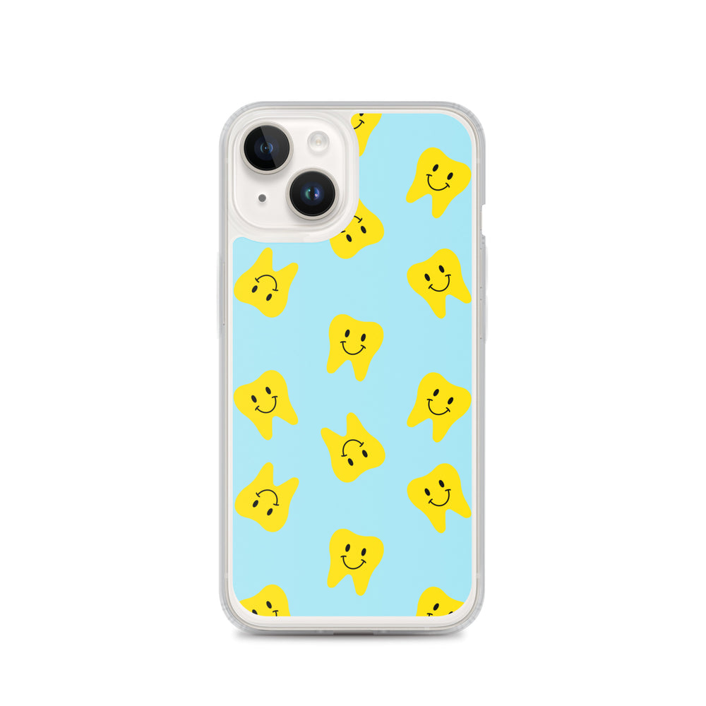 
            
                Load image into Gallery viewer, Yellow Happy Tooth Blue Background Clear Case for iPhone®
            
        