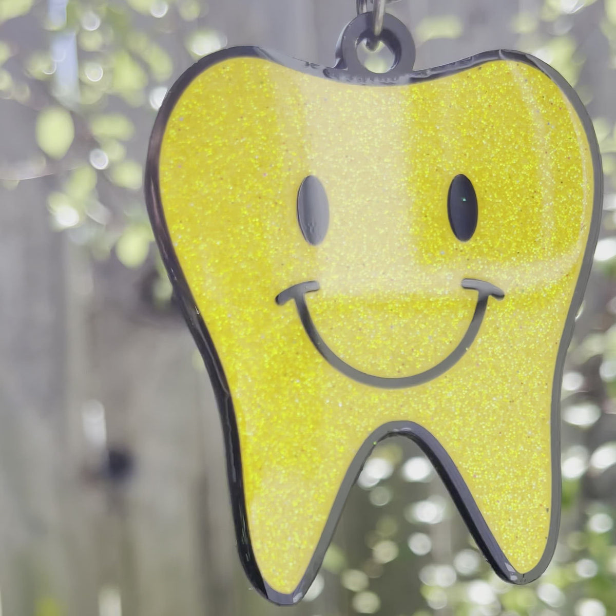 Happy Tooth - Yellow Glitter Key Ring – lovely32