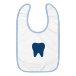 Blue Happy Tooth Embroidered Baby Bib