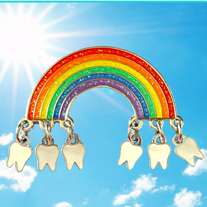 Rainbow Bright Pin with dangling Tooth Clouds