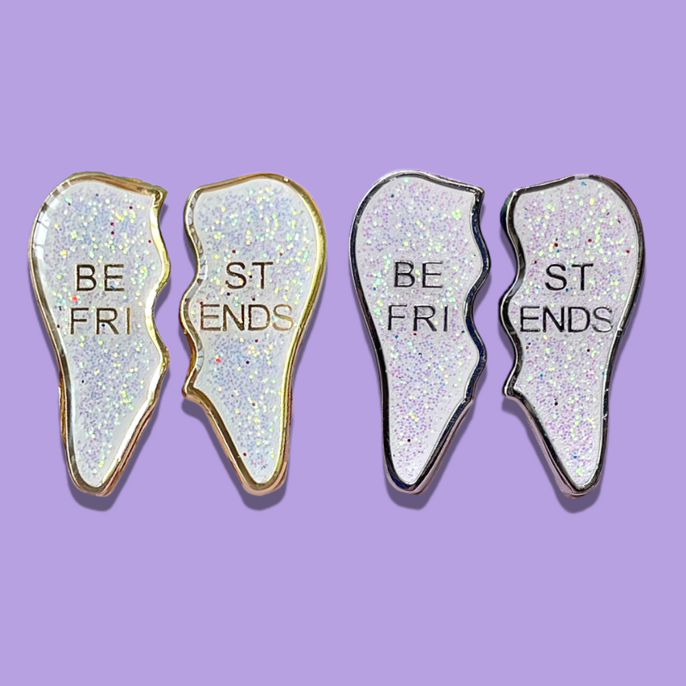 Specialty Best Friends Tooth Pin- White Glitter