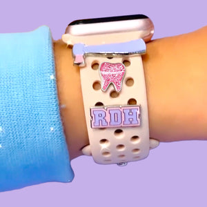Pink Glitter Tooth Smartwatch Charm