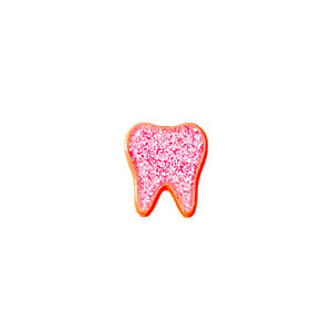 Original Tooth Pin- pink glitter in coral tone plating