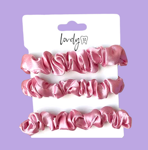 
            
                Load image into Gallery viewer, Hair Elastics- Pink Silk set of 3
            
        