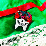 Specialty Tooth Pin - Flower Crown Skull