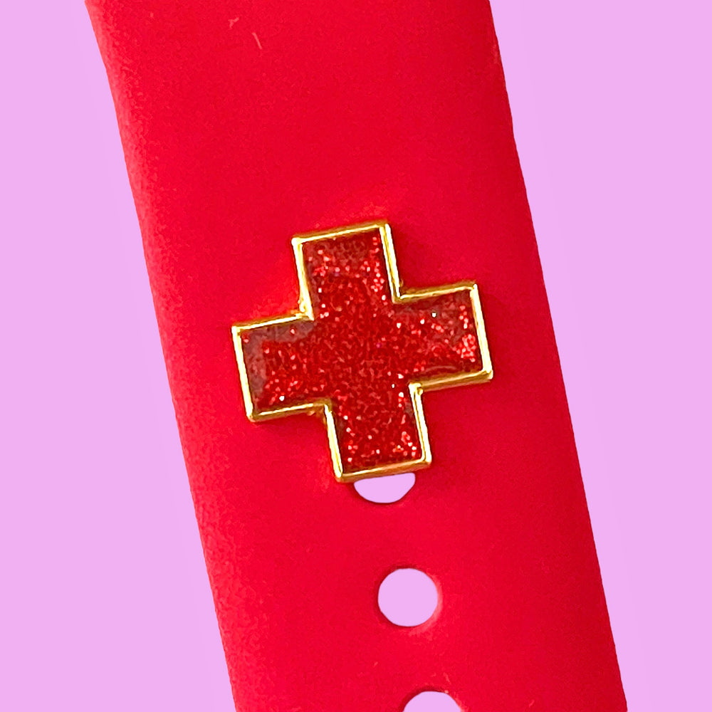 Red Glitter Cross Smartwatch Charm