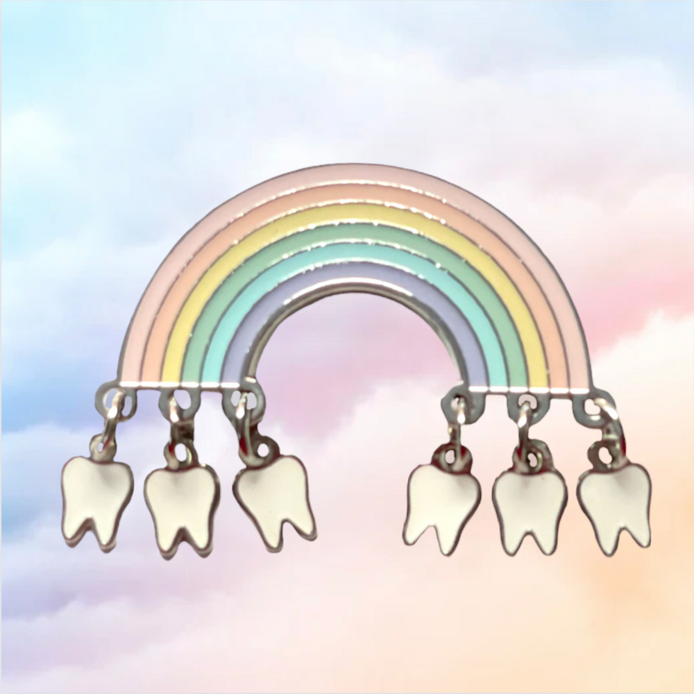 Dangling Tooth Pastel Rainbow Pin with dangling Tooth Clouds – lovely32