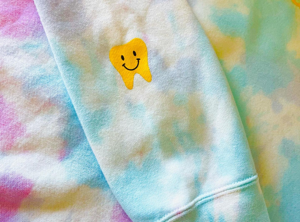 
            
                Load image into Gallery viewer, Happy Tooth Crewneck- Cotton Candy Tie-Dye
            
        