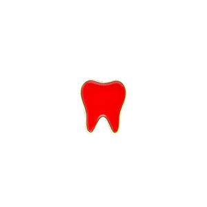 red tooth pin, tooth pin, dental pin, enamel pin, dentistry, dental field, white coat flair, Rdh, rda, Dds, dmd