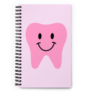 Pink Happy Tooth Spiral Notebook in Light Pink