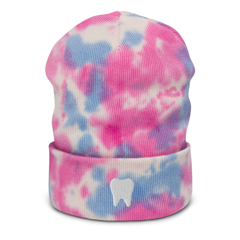 Embroidered White Tooth Tie-dye Beanie