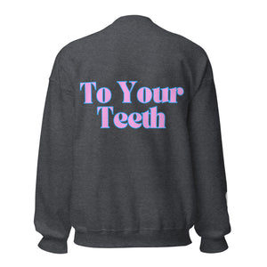 
            
                Load image into Gallery viewer, Be Nice To Your Teeth Sweatshirt Pink and Light Blue Design
            
        