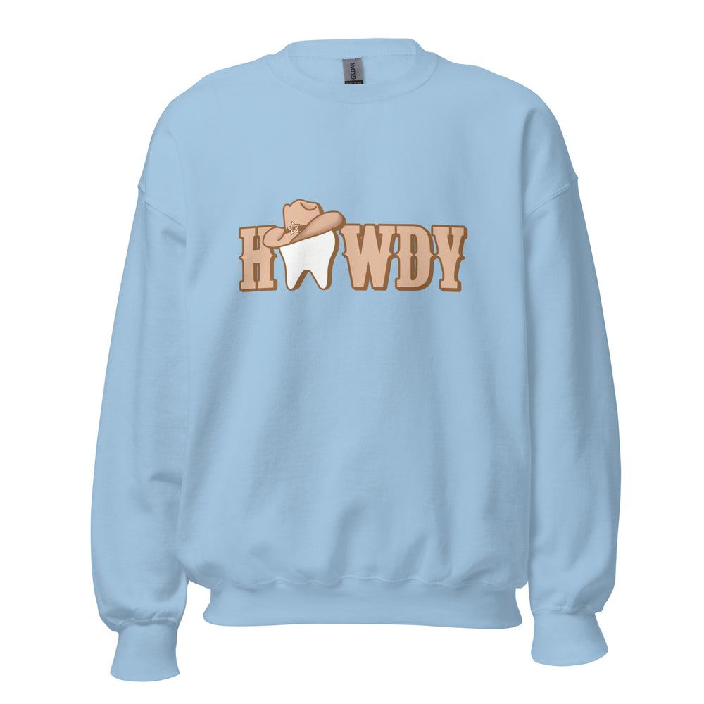 Howdy Tooth Cowgirl Hat Sweatshirt Brown Design