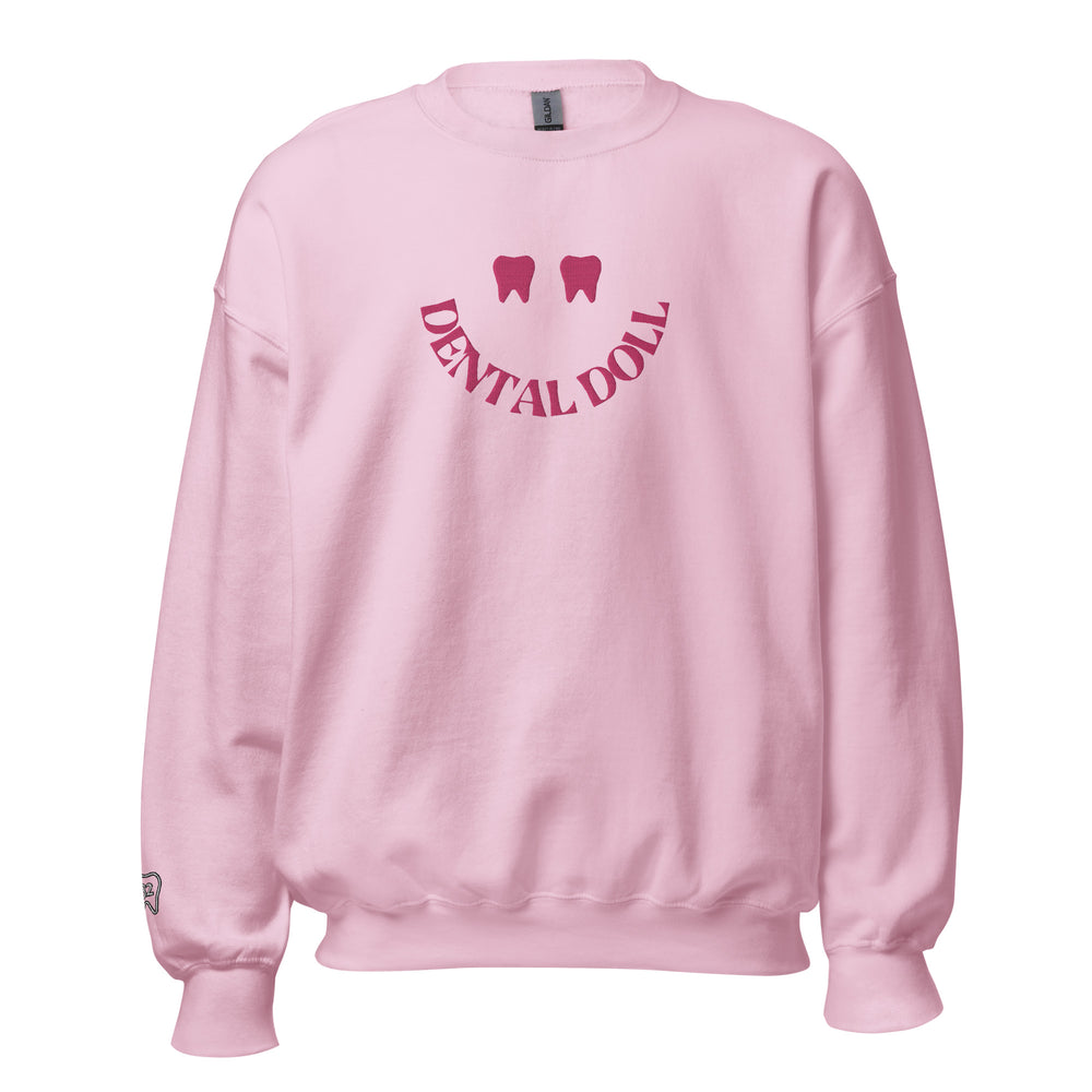 Dental Doll Happy Tooth Smile Sweatshirt Pink Embroidery – lovely32