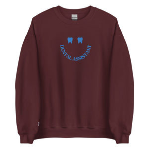 Dental Assistant Happy Tooth Smile Sweatshirt Blue Embroidery