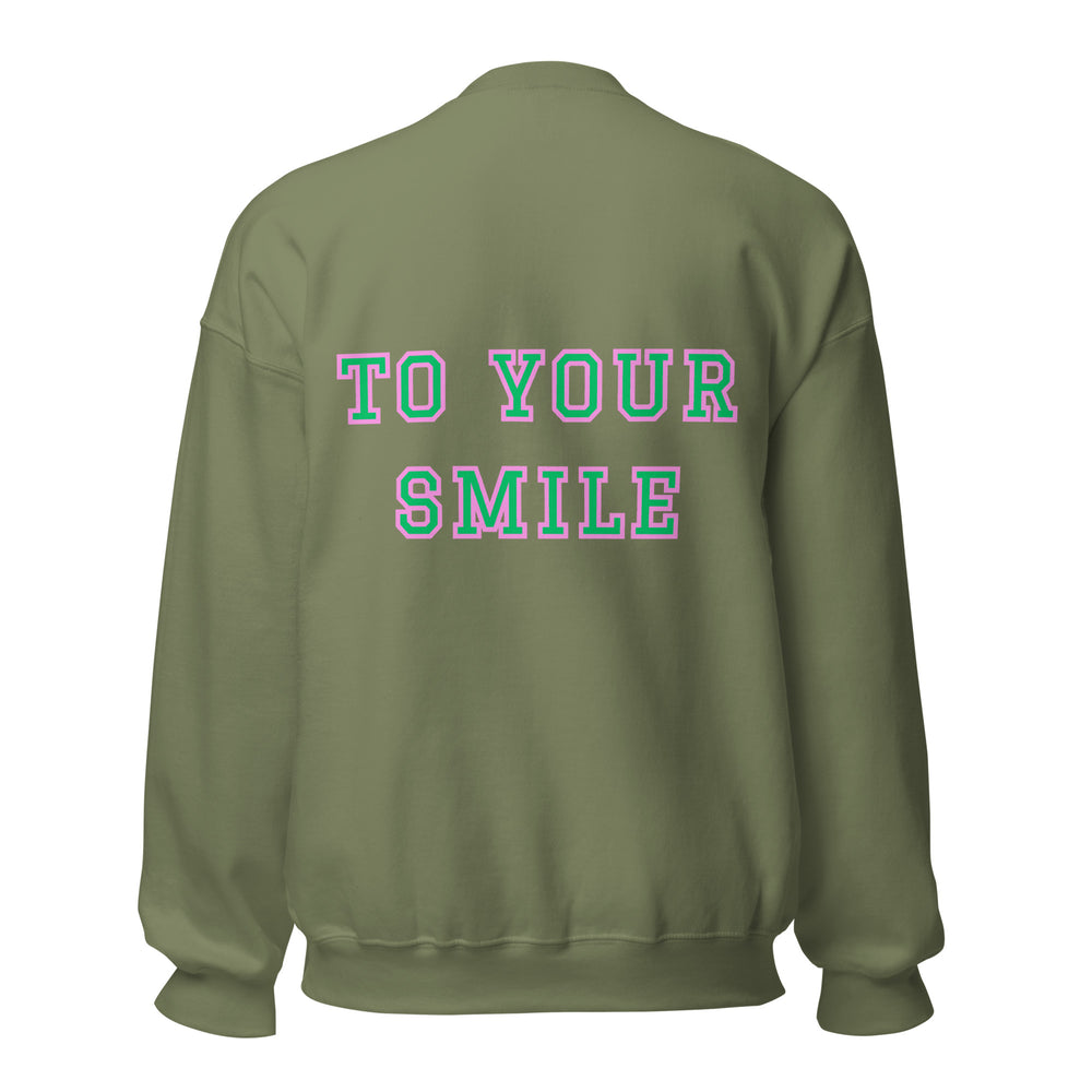 Be Kind To Your Smile Collegiate Green & Pink Sweatshirt