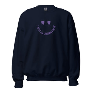 
            
                Load image into Gallery viewer, Dental Assistant Tooth Smile Sweatshirt Purple Embroidery
            
        