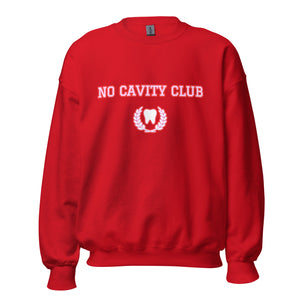 No Cavity Club Sweatshirt, Varsity Letters - Red and Pink Design