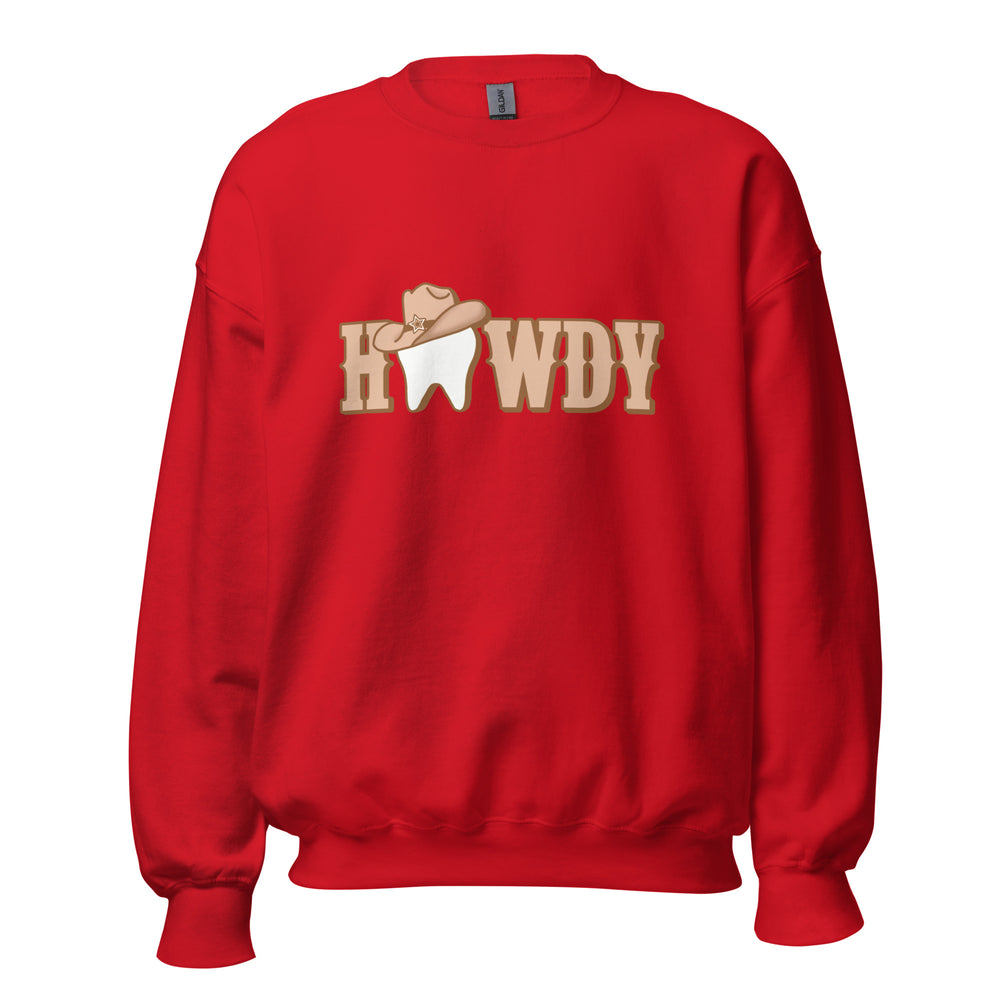 Howdy Tooth Cowgirl Hat Sweatshirt Brown Design