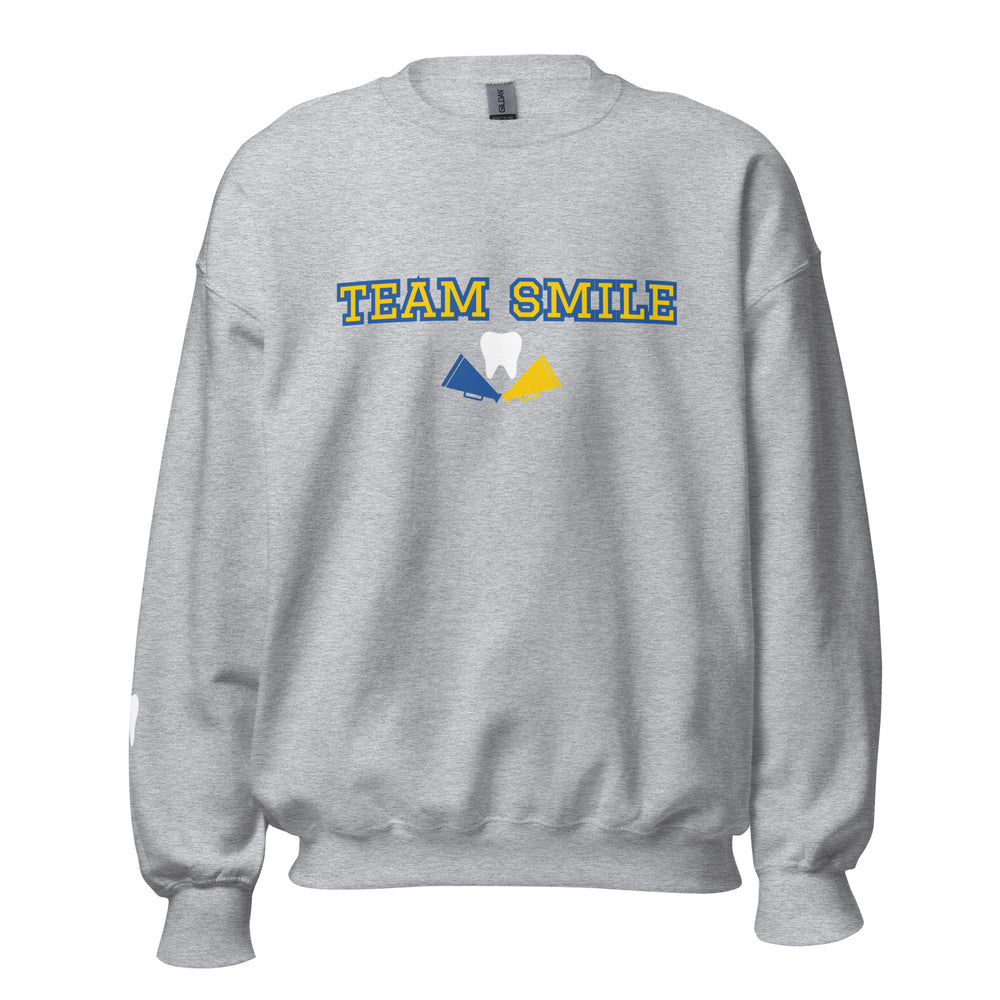 Team Smile Sweatshirt Blue and Yellow Collegiate Design